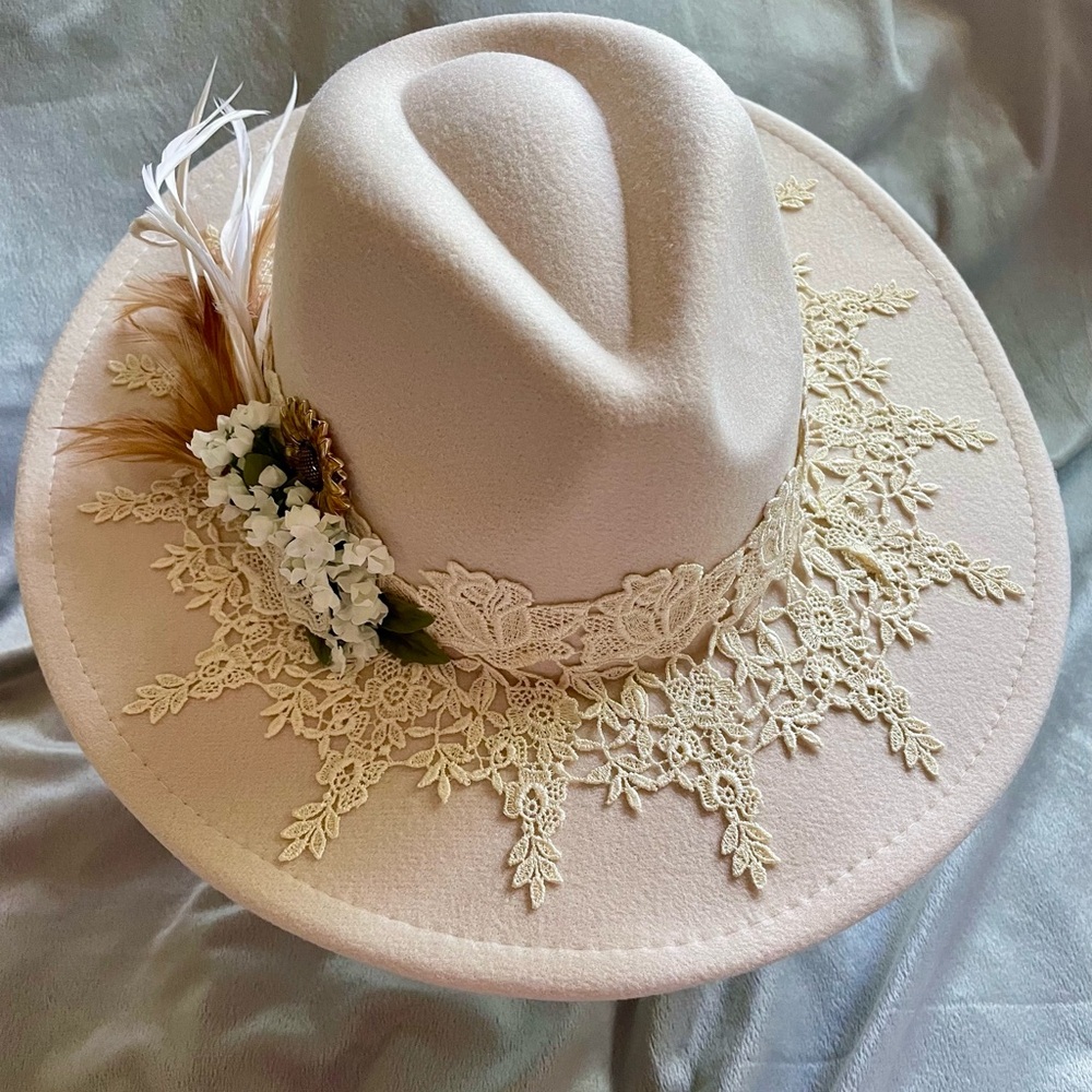 Stunning Elegance Cream Lace-Embellished Women's Hat